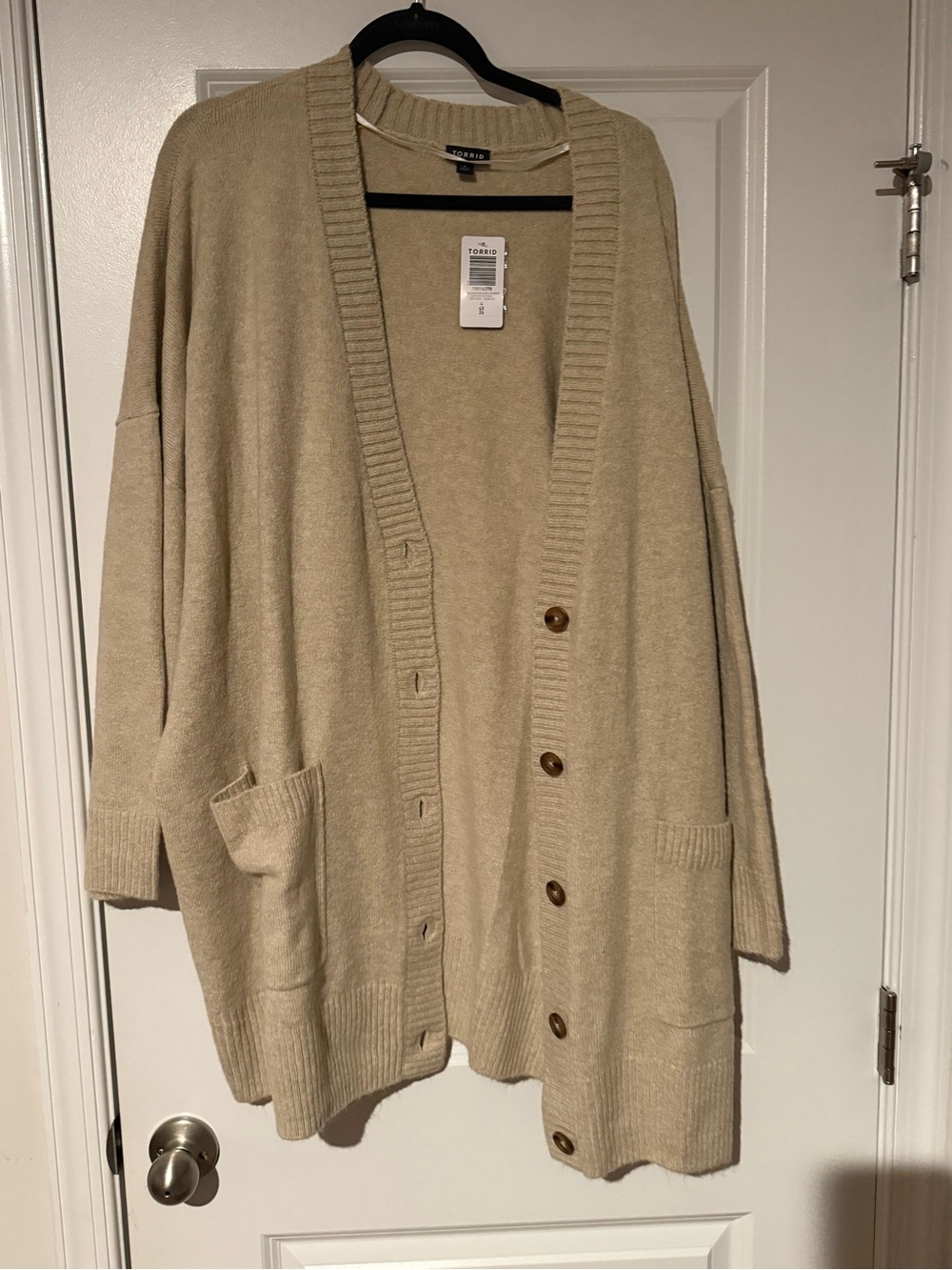torrid Beige Button-Front Oversized Knit Cardigan